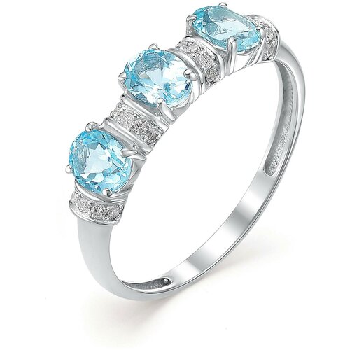 фото Алькор кольцо с фианитами и топазами из серебра 01-0263-00тб-00, размер 17