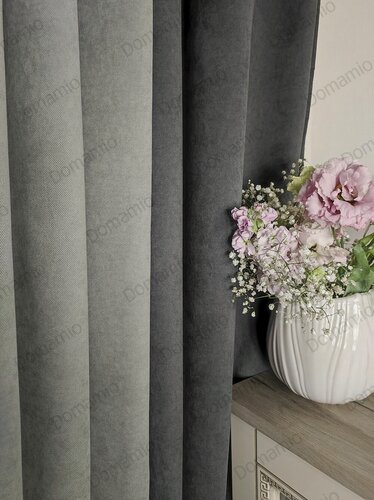 Изображение товара Комплект штор 250х230 см - 2шт серый/графитовый, канвас, для гостиной, для спальни, детской и кухни, плотные, ночные