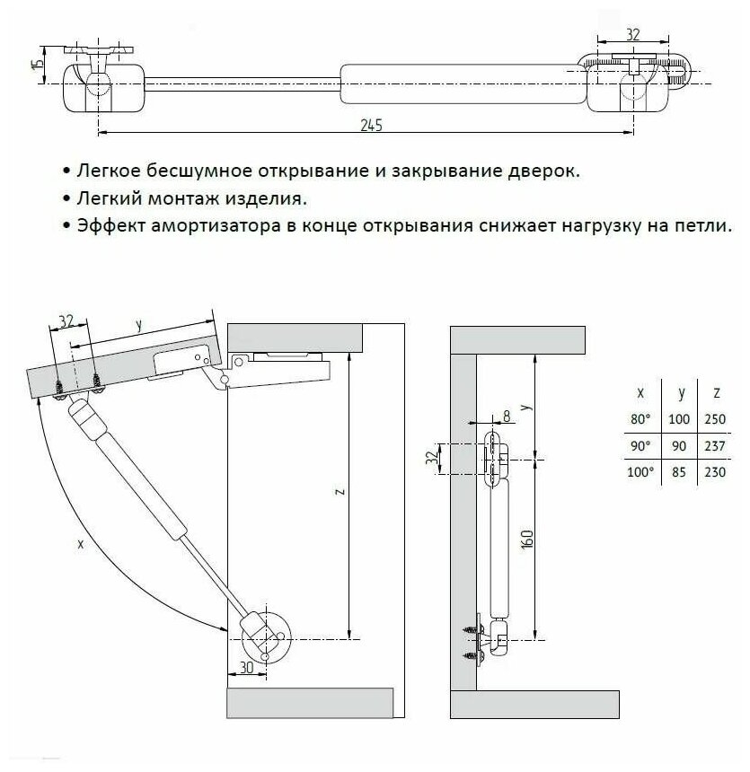 Газлифт мебельный (Подъемник газовый) 60N (6кг Комплект 2шт. - фотография № 16