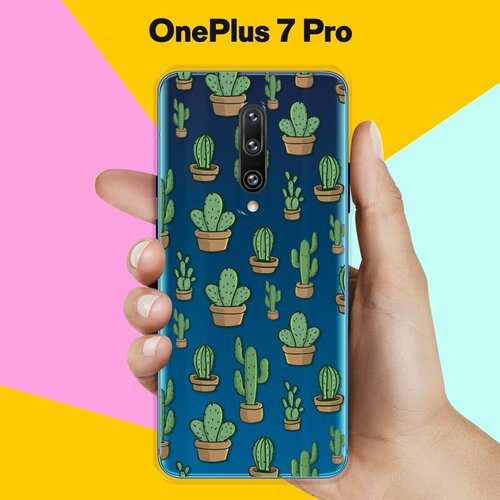 Силиконовый чехол на OnePlus 7 Pro Кактусы / для ВанПлас 7 Про