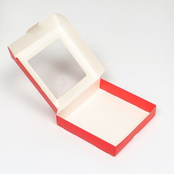 Коробка самосборная, с окном, красная, 16 х 16 х 3 см, набор 5 шт. - фотография № 5