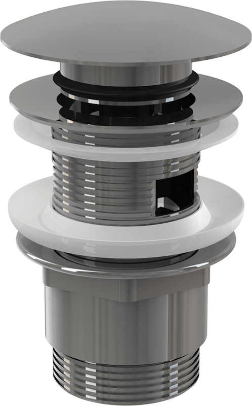 Водослив для умывальника a390 click/clack 5/4 цельнометаллический с большой заглушкой alcaplast