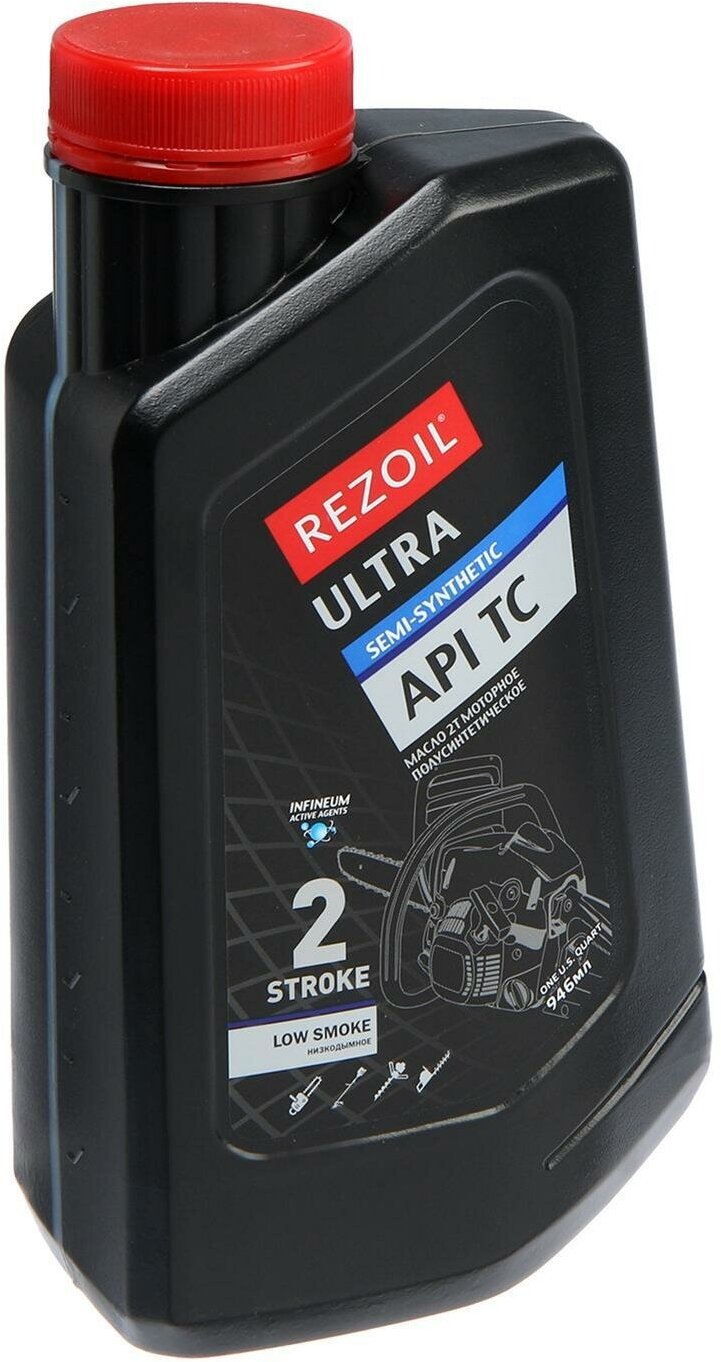 Масло REZOIL ULTRA 2-т. полусинтетика. API TC 0,946 л - фотография № 1