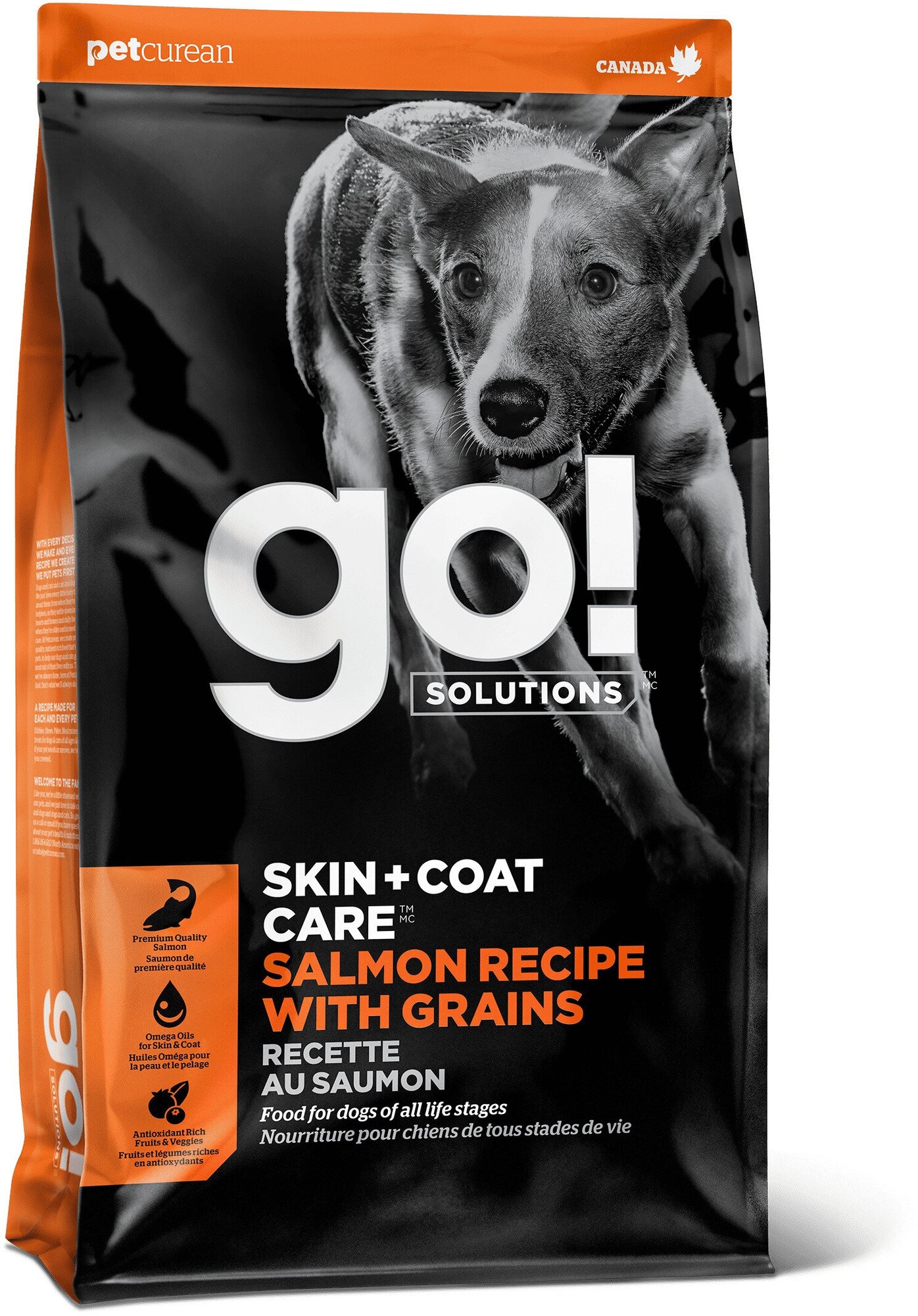 GO! SOLUTIONS SKIN & COAT CARE монобелковый для собак и щенков всех пород с лососем и овсянкой (11,34 кг)