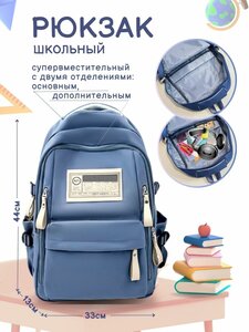 Рюкзак школьный для девочки подростка ранец в школу голубой