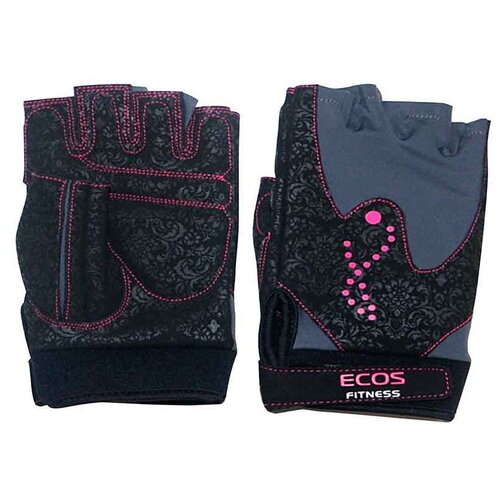Перчатки для фитнеса ECOS , женские, цвет -черные с принтом, размер: XL, модель: SB-16-1744