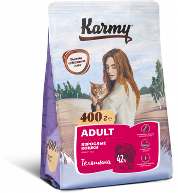 Сухой корм KARMY Adult для взрослых кошек старше 1 года Телятина 1,5кг
