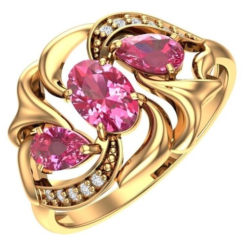 фото Pokrovsky золотое кольцо с гранатом и бесцветными фианитами 1100967-00320, размер 17.5