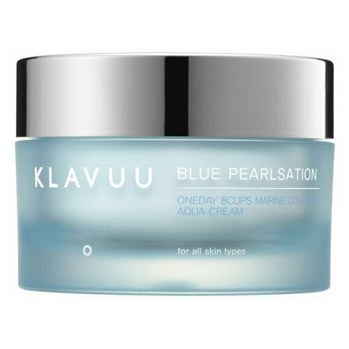 KLAVUU Крем для глубокого увлажнения кожи Blue Pearlsation One Day 8 Cups Marine Collagen Aqua Cream увлажняющий тонер для лица глубокого действия blue pearlsation one day 8 cups marine collagen aqua toner