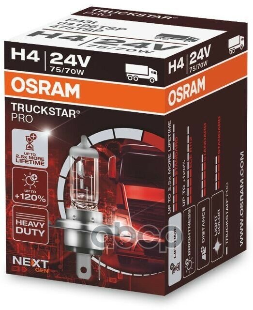 Автолампа H4 24V 75/70W P43t Truckstar Pro +100% Больше Света 1 Шт. Osram арт. 64196TSP