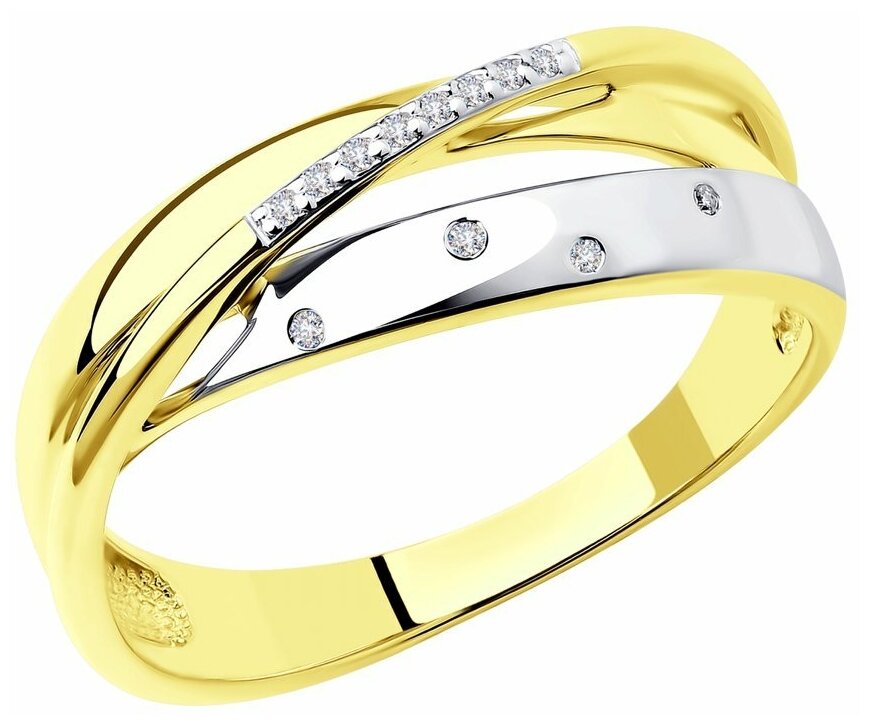 Кольцо SOKOLOV, желтое золото, 585 проба, родирование, бриллиант