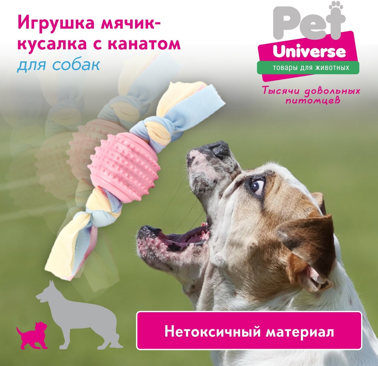 Игрушка для собак Pet Universe Мячик с канатиком 6*20 см /PU3015PK