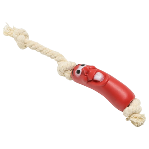 Весёлая сосиска на верёвке игрушка для собак 14 см