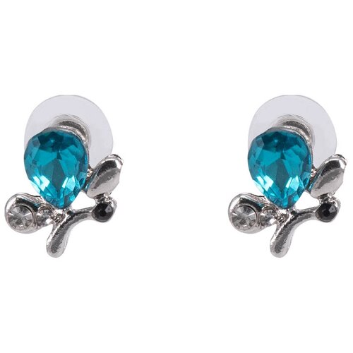 фото Серьги бижутерные бабочка (замок-гвоздик, бижутерный сплав, серебристый) 1-56489 otokodesign