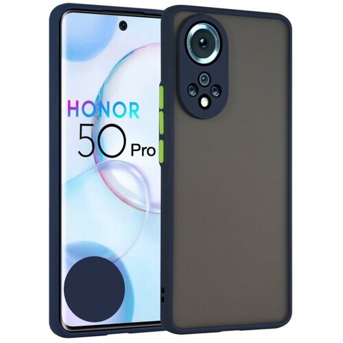 Накладка пластиковая матовая для Huawei Honor 50 Pro с силиконовой окантовкой синяя чехол книжка fashion case для huawei honor 30 pro honor 30 pro розовый