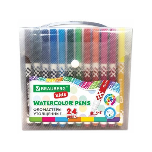 фото Фломастеры в портфельчике утолщенные 24 цвета, вентилируемый колпачок, brauberg kids, 152186 152186
