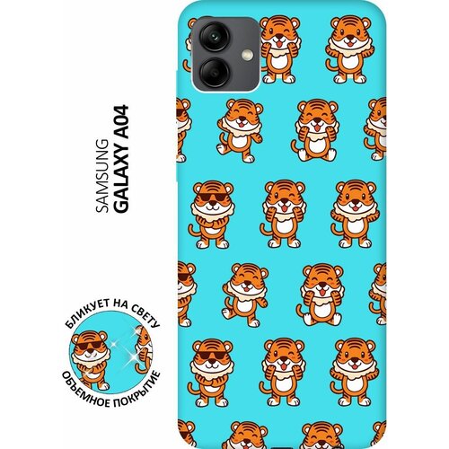 Матовый чехол Tigers Pattern для Samsung Galaxy A04 / Самсунг А04 с 3D эффектом мятный матовый чехол sad raccoon для samsung galaxy a04 самсунг а04 с 3d эффектом мятный