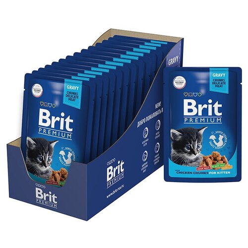 brit брит premium пауч для котят цыпленок в соусе 10 шт 85 гр Влажный корм Brit Premium Пауч для котят цыпленок в соусе 85 гр. (14шт.)