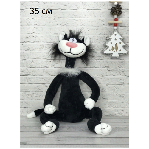 Мягкая игрушка Кот черный 35 см , на каркасе