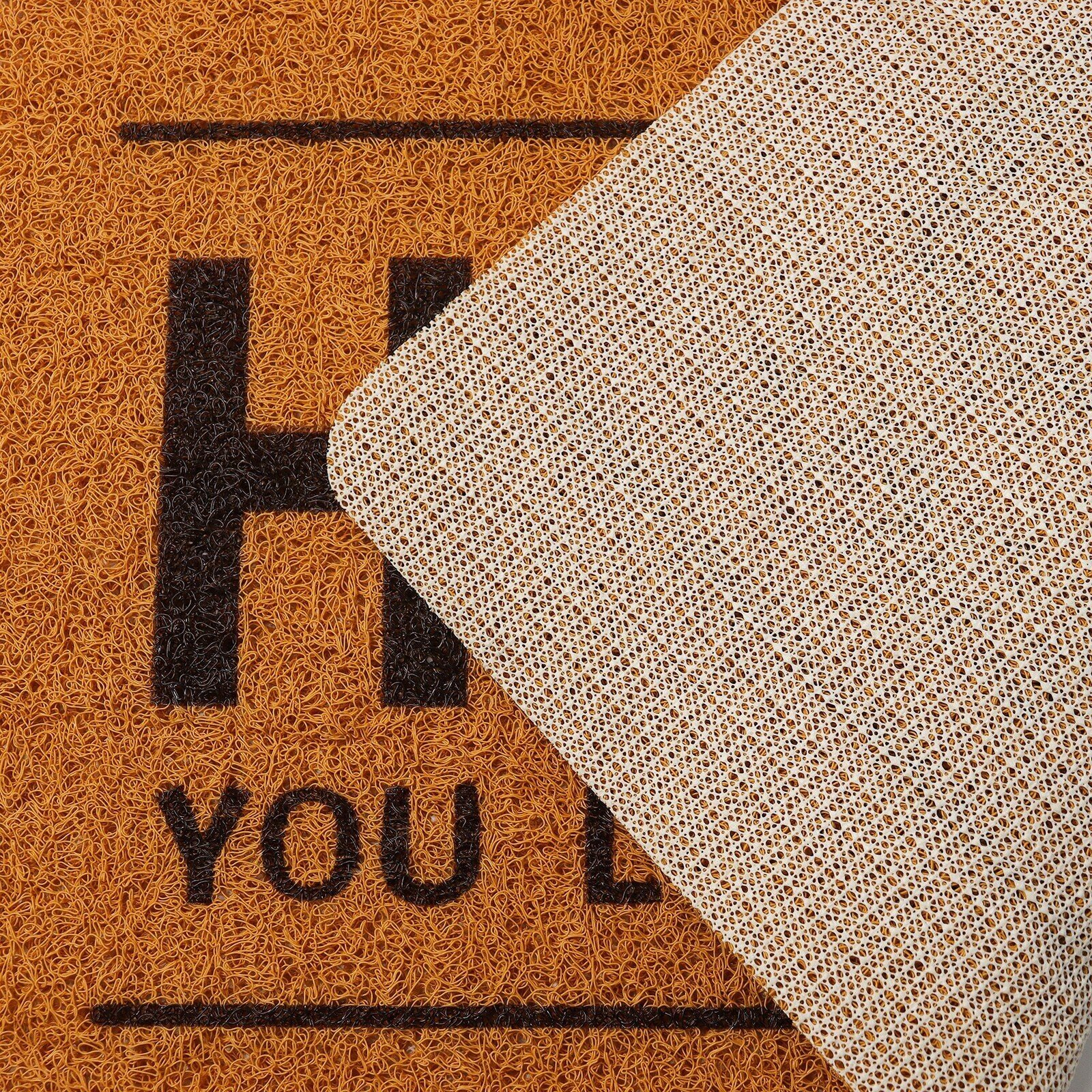 Коврик придверный грязезащитный Доляна Hello, 40×60 см, цвет песочный - фотография № 5