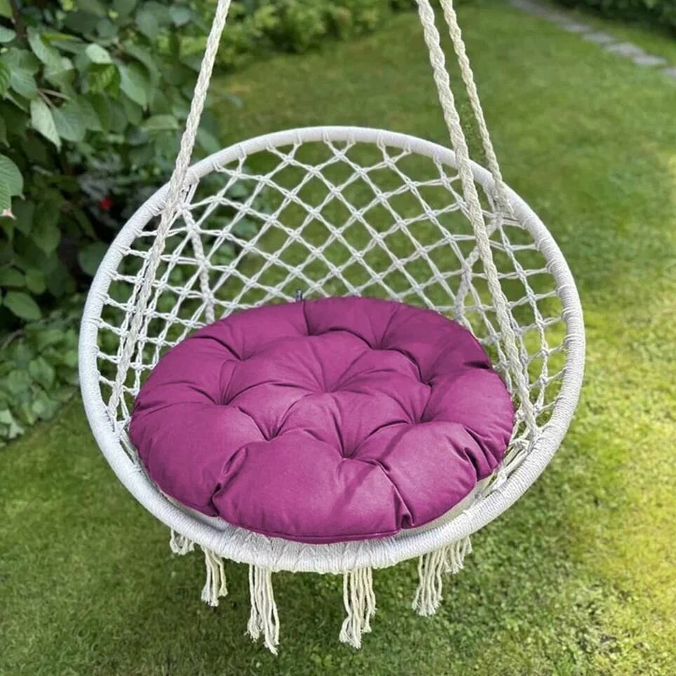Круглая подушка для садовых качелей Билли, напольная сидушка 60D, фуксия - фотография № 1
