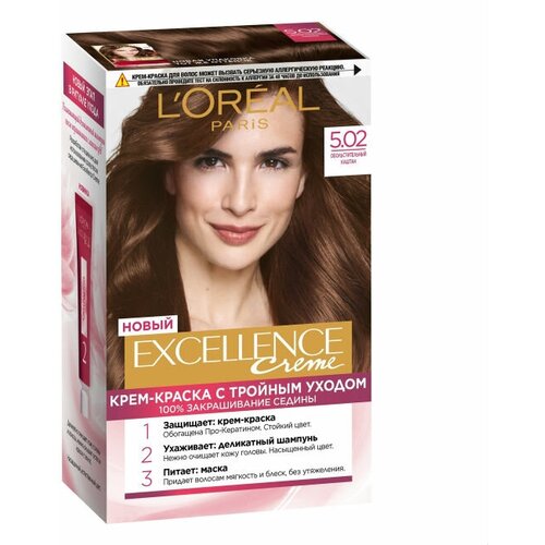 Loreal Paris Крем-краска для волос Excellence Creme 502 Обольстительный каштан 1 шт 986₽