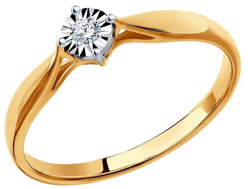 Кольцо помолвочное SOKOLOV, комбинированное золото, 585 проба, бриллиант
