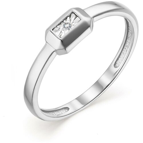 фото Алькор кольцо с 1 бриллиантом из белого золота 13526-200, размер 17