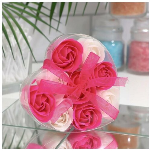 Мыльные розочки фуксия и белые набор 9 шт 502₽