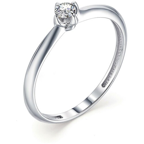 фото Алькор кольцо с 1 бриллиантом из белого золота 13352-200, размер 16.5