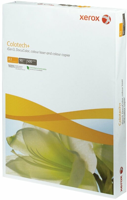 Бумага XEROX COLOTECH PLUS большой формат (297х420 мм), А3, 90 г/м2, 500 л, для полноцветной лазерной печати, А++, 170% (CIE), 003R98839, 110856