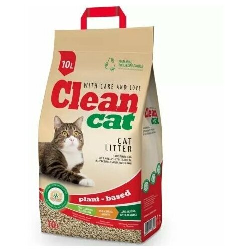 Clean Cat Наполнитель комкующийся растительные волокна 10л комкующийся наполнитель ever clean multiple cat 10л 1 шт