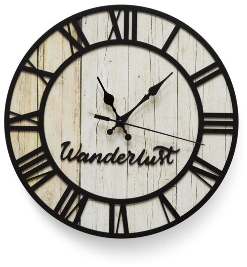 Часы настенные интерьерные круглые с фотопечатью Wanderlust бесшумные, 31 см