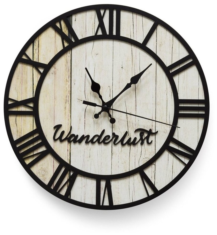 Часы настенные интерьерные круглые с фотопечатью Wanderlust бесшумные на кухню, для гостиной или спальни в подарок 31 см