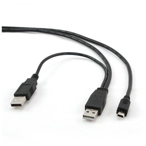 Кабель Cablexpert 2x USB 2.0 am - mini USB 2.0 m (CCP-USB22-AM5P-3), 0.9 м, черный