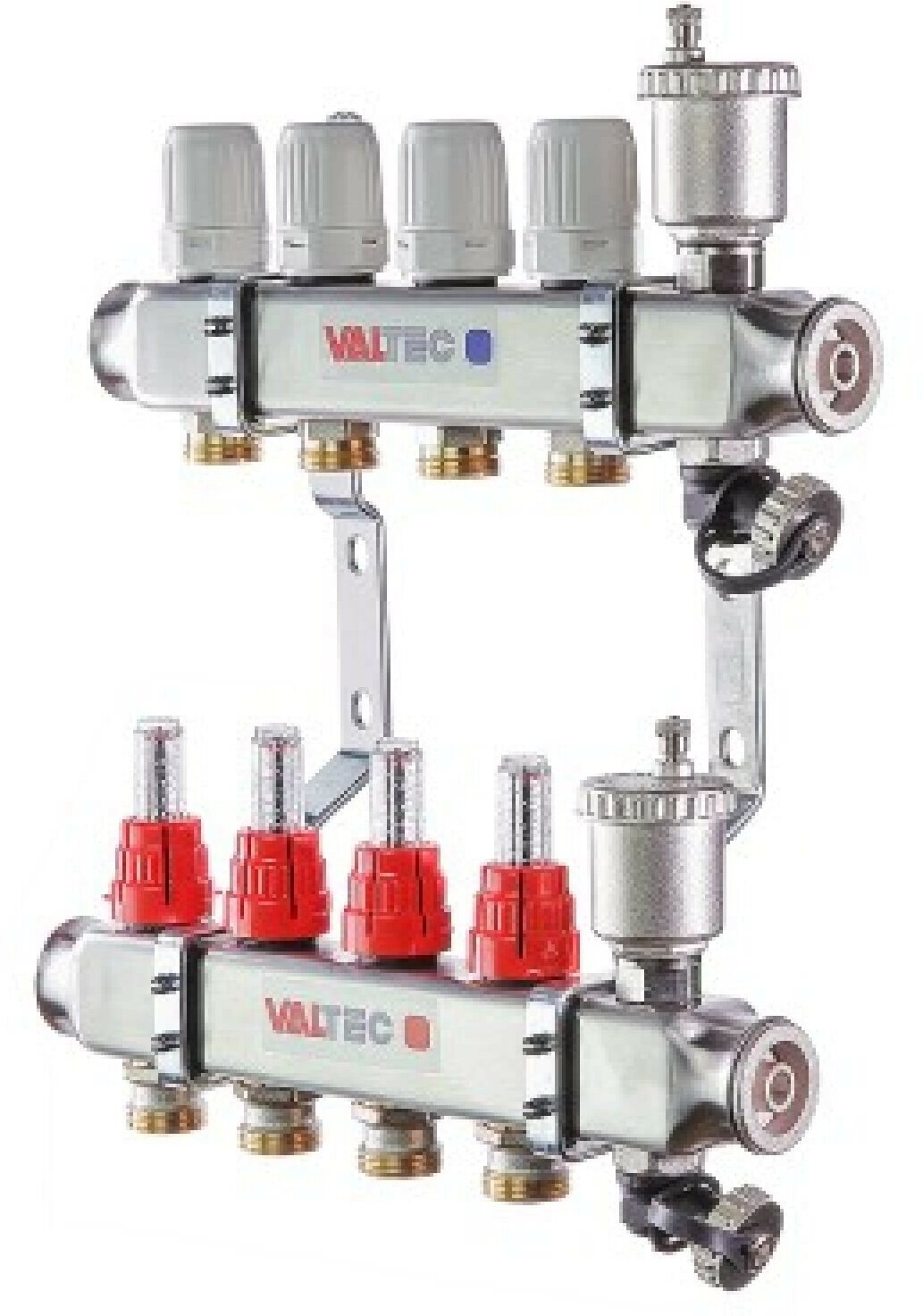 Коллекторный блок Valtec 1" x 3/4", "евроконус" со встроенными расходомерами на 7 контуров - фото №15