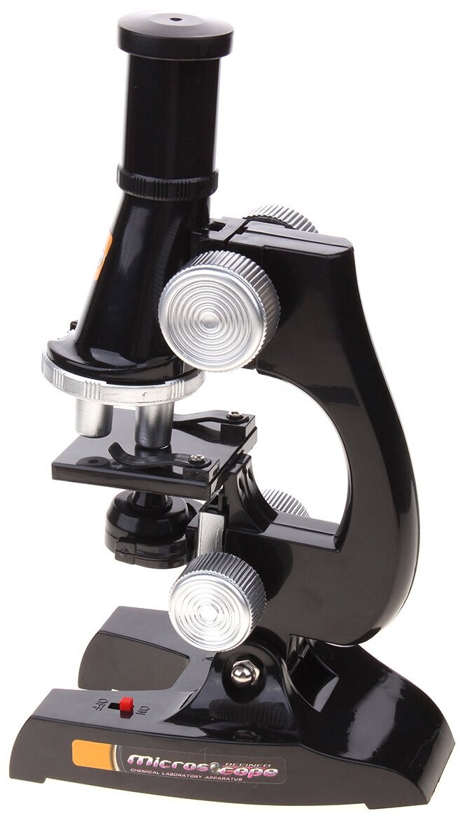 Микроскоп "Юный биолог", кратность увеличения 450х, 200х, 100х, черный 539694