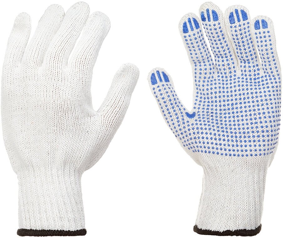 фото Перчатки х/б 7 нитей с ПВХ покрытием Delta Plus TP169 белые 9 (L)