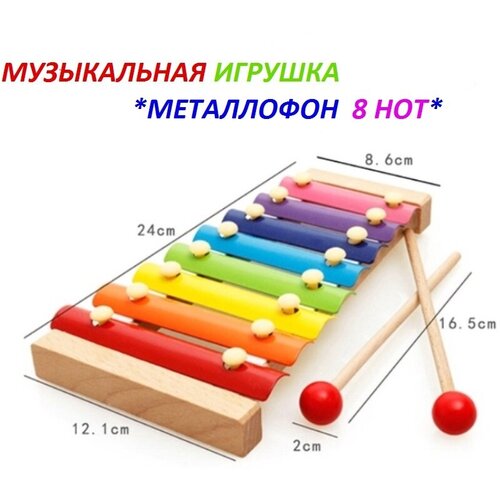 Детская музыкальная игрушка Ксилофон/Металлофон 8 нот деревянная музыкальная игрушка ксилофон металлофон заяц 5 цветов нот