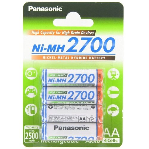 Аккумулятор Panasonic AA 2700mAh (BK-3HGAE/4BE), 4 шт.