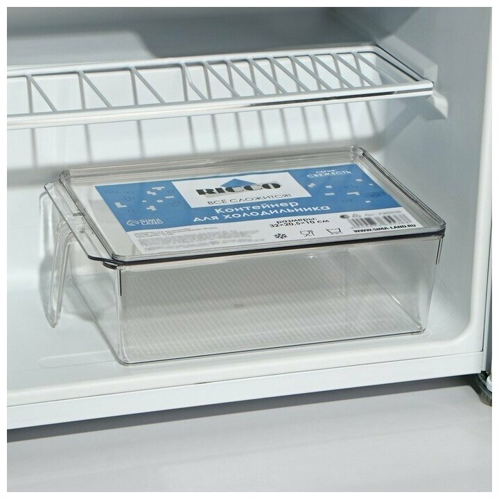 Контейнер для холодильника с крышкой и ручкой RICCO, 32×20,5×10 см, цвет прозрачный - фотография № 12