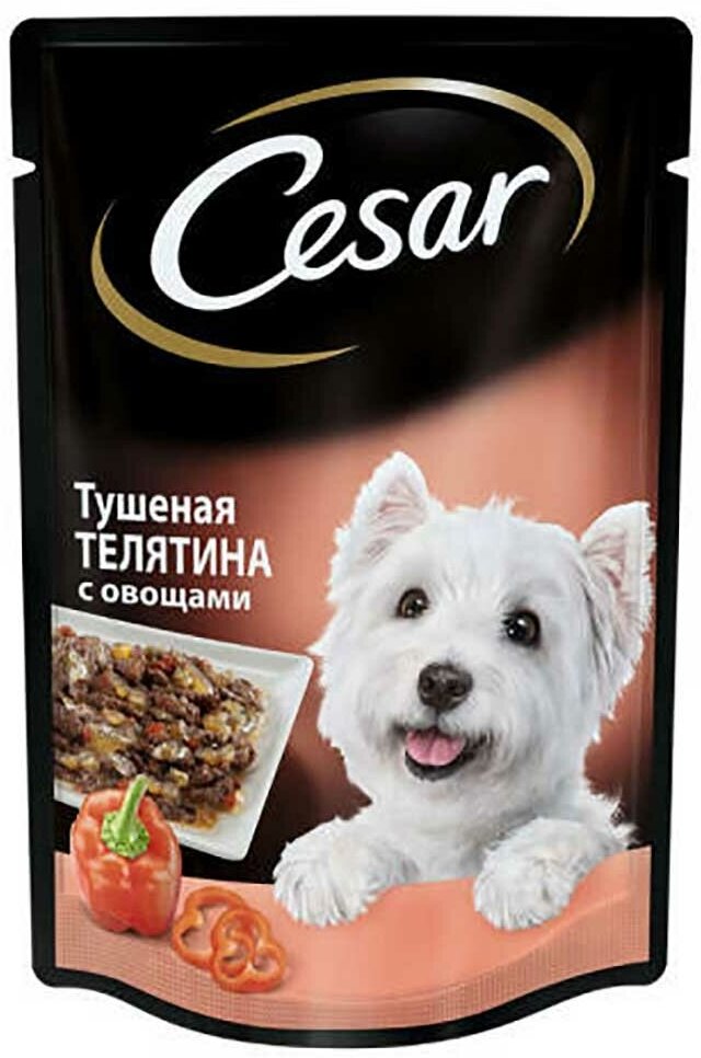 Влажный корм Cesar для собак тушеная телятина и овощи в соусе 85г