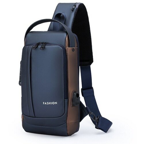 фото Сумка слинг , фактура гладкая, синий нет бренда