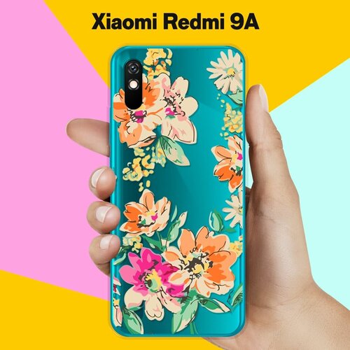 Силиконовый чехол Цветы оранжевые на Xiaomi Redmi 9A