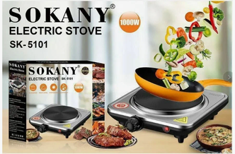 Плитка электрическая Sokany SK-5101/корпус из нержавеющей стали/HIGH-QUALITY/настольная/плавная регулировка температуры/серебристый