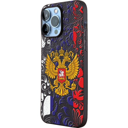 Силиконовый чехол Mcover для Apple iPhone 14 Pro Max с рисунком Символика РФ силиконовый чехол mcover для apple iphone 14 с рисунком герб рф