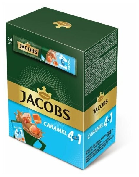 Напиток кофейный растворимый в стиках Jacobs 4 в 1 CARAMEL, 13,5г х 24 шт - фотография № 3