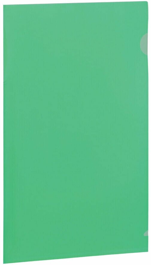 Папка-уголок BRAUBERG, зеленая, 0,10 мм, 223965, 223965
