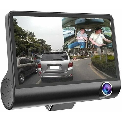 Автомобильный видеорегистратор с 3 камерами Full HD /Видеорегистратор с камерой заднего вида\ Непрерывная, циклическая съемка салона\ Экран 4 дюйма