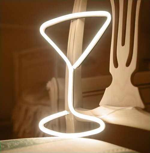 Светильник светодиодный неоновый Бокал, 30х19 см теплый белый